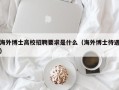 海外博士高校招聘要求是什么（海外博士待遇）