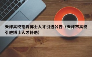 天津高校招聘博士人才引进公告（天津市高校引进博士人才待遇）